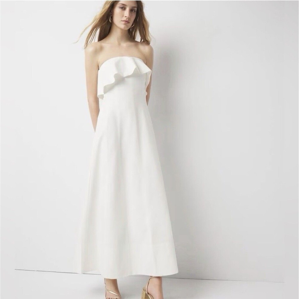 NWT White House Black Market WHBM Linen-Blend Strapless Maxi Dress Size 6